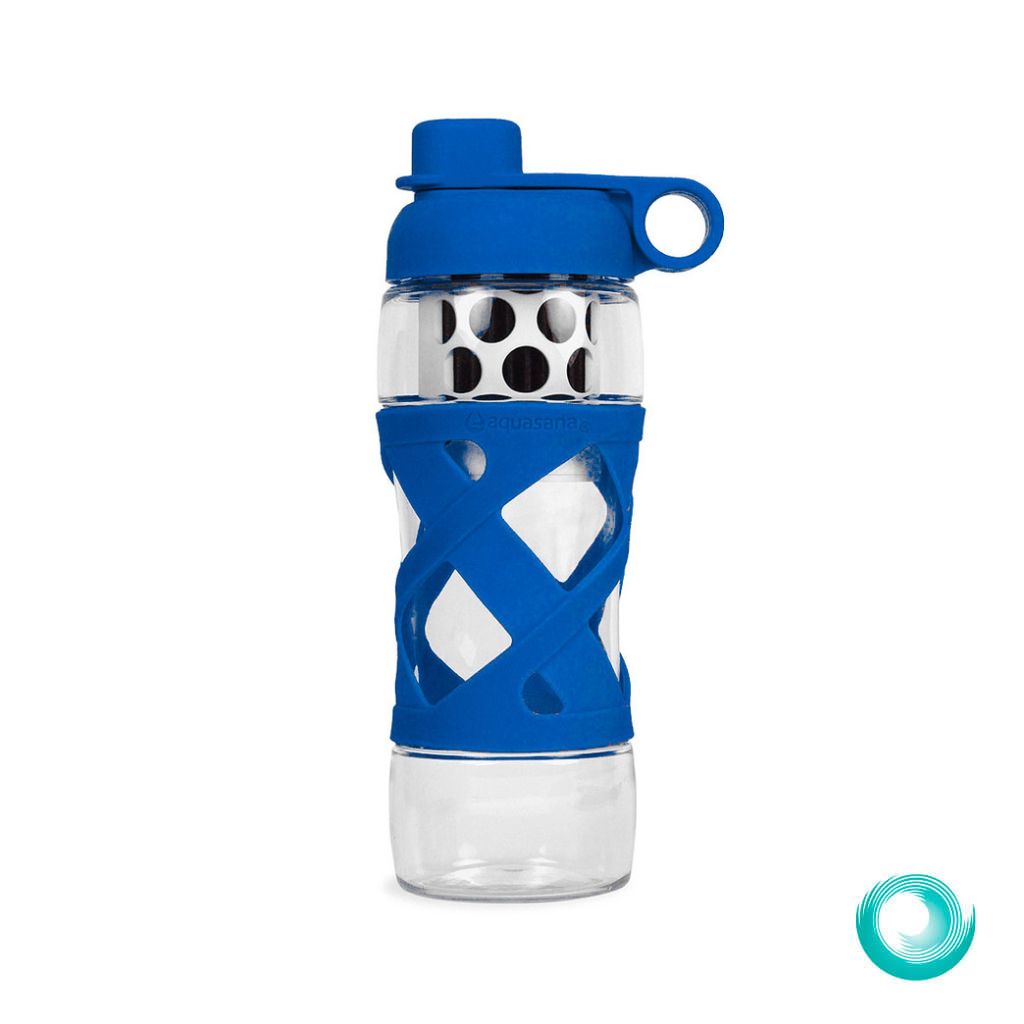 Botella de Vidrio con funda de 550 ml color Azul marca Aquasana
