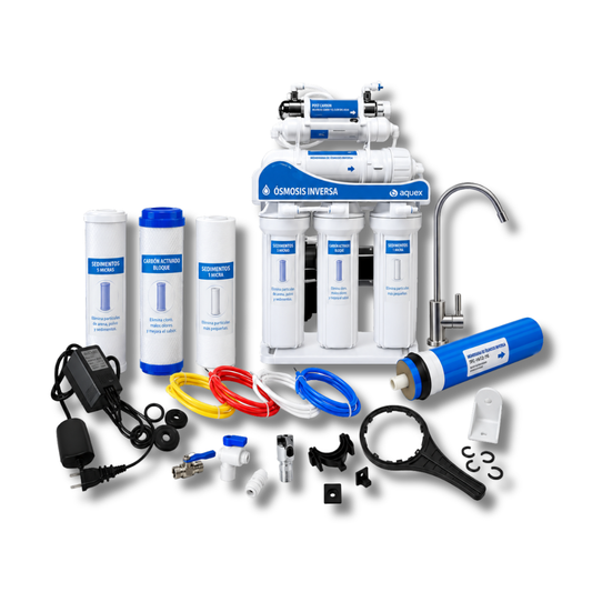 Sistema de Osmosis Inversa Aquex 400 GPD 6 Etapas con Bomba UV
